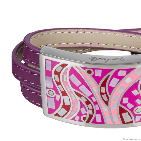 Браслет Fiore Luna, на кожаном фиолетовом ремешке 3 оборота, CB00995-7 V Браслет Fiore Luna, на кожаном фиолетовом ремешке 3 оборота, CB00995-7 V